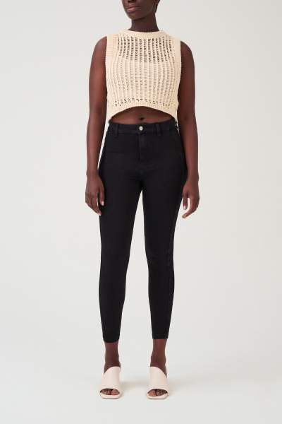 Worked High Rise Pants in der Farbe bold black